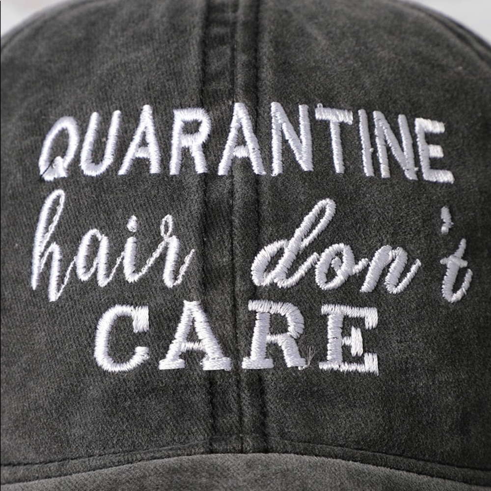 Quarantine Hair Don’t Care Cap in Black.  Adult
